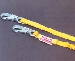 Manyard Shock-Absorbing Lanyard, 6', Webbing Material, One Leg, w/2 locking snap hook - Latex, Supported